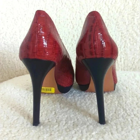 BCBGeneration "Tina" Red Croc Patent Leather Stiletto Pumps - Picture 7 of 8